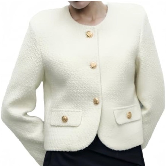Urban Revivo Jackets & Blazers - URBAN REVIVO || Chic Cream Women's Cropped Blazer with Gold Buttons. Sz. XL